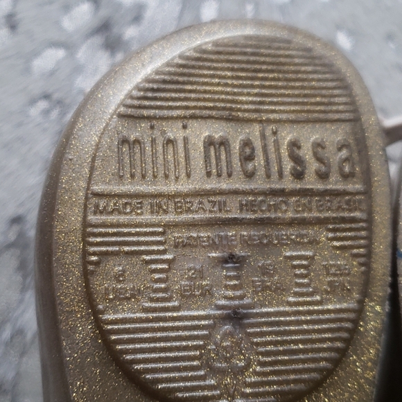 Mini Melissa Gold Glitter Kitty Cat Shoes Sz6 - Picture 8 of 8